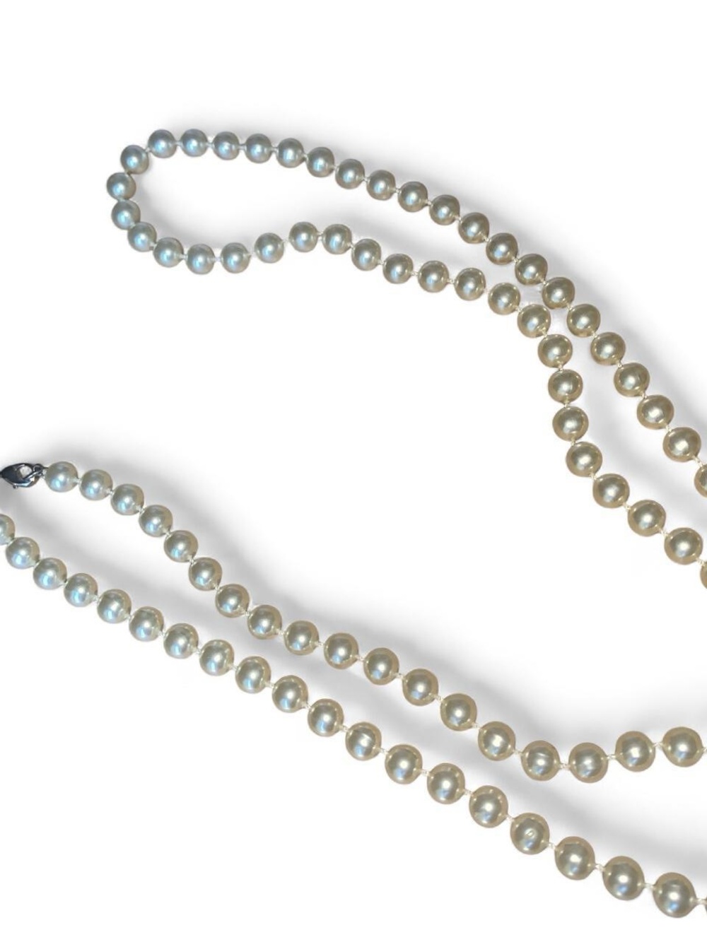 Classic Long White Pearl Strand Necklace